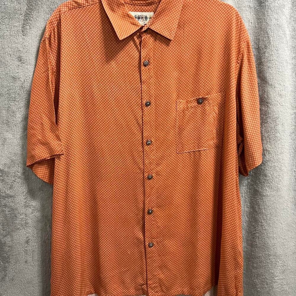 Orange short sleeve button up shirt xl by campia moda